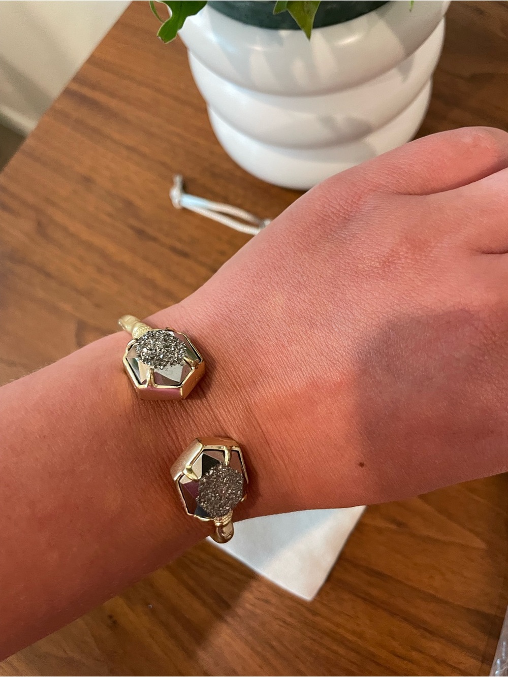 Kendra Scott Jan Gold Platinum Drusy Hinge Cuff